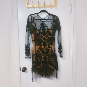 ✨rare✨for love and lemons vienna sheer mini dress - black